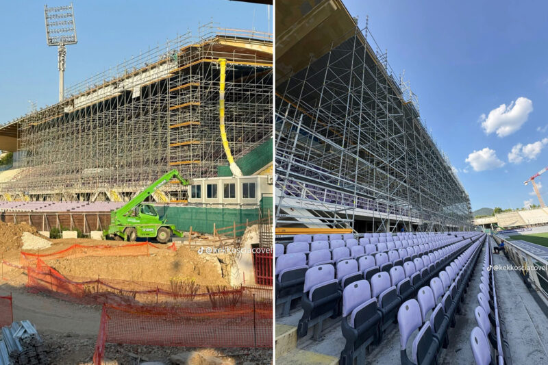 Le stade de football emblématique de 94 ans semble méconnaissable car le chantier après le travail commence sur une rénovation de 86 millions de livres sterling