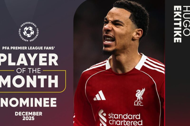 Hugo Ekitike nominated for PFA Premier League Fans’ Player of the Month
